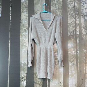 SHEIN Long Sleeve Knit Dress in Gray
